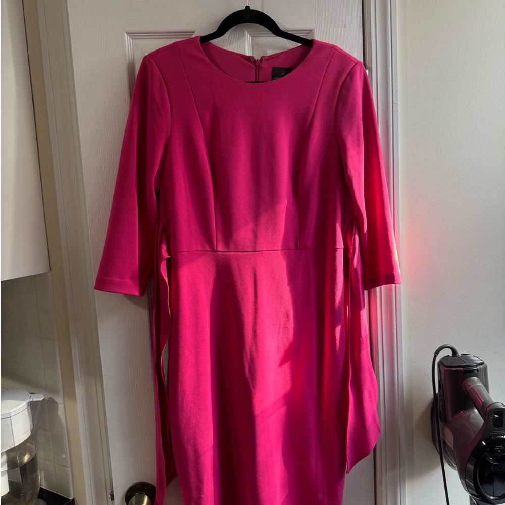 adrianna papell tie waist crepe sheath dress - Picture 7 of 10